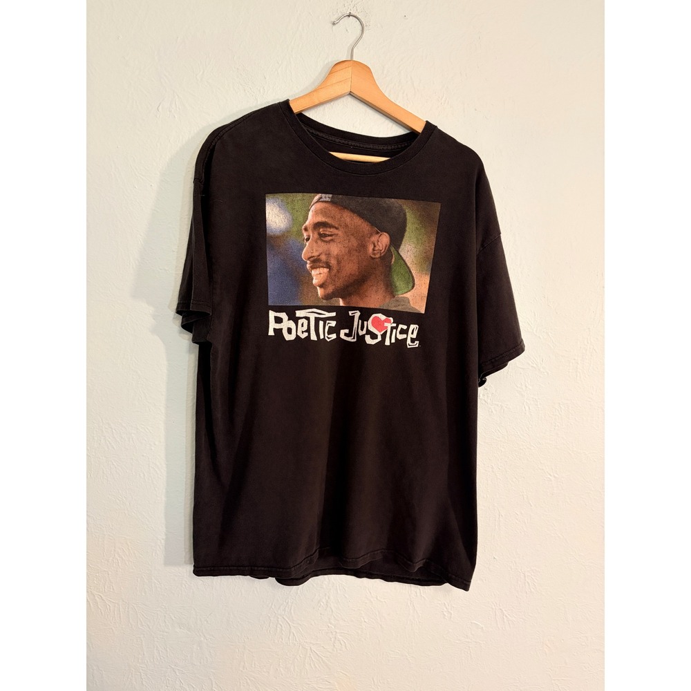 Poetic Justice T-Shirt XL Black Tupac Graphic 90s Retro Hip Hop Streetwear